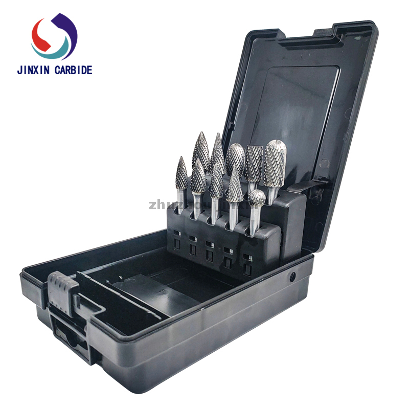 Stinco da 6 mm 10pcs set di barate rotanti in carburo di tungsteno con cassetta degli attrezzi nera