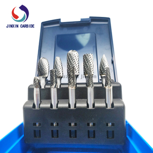 Set di frese rotanti in carburo di tungsteno da 10 pezzi con gambo da 6 mm con scatola di rose blu