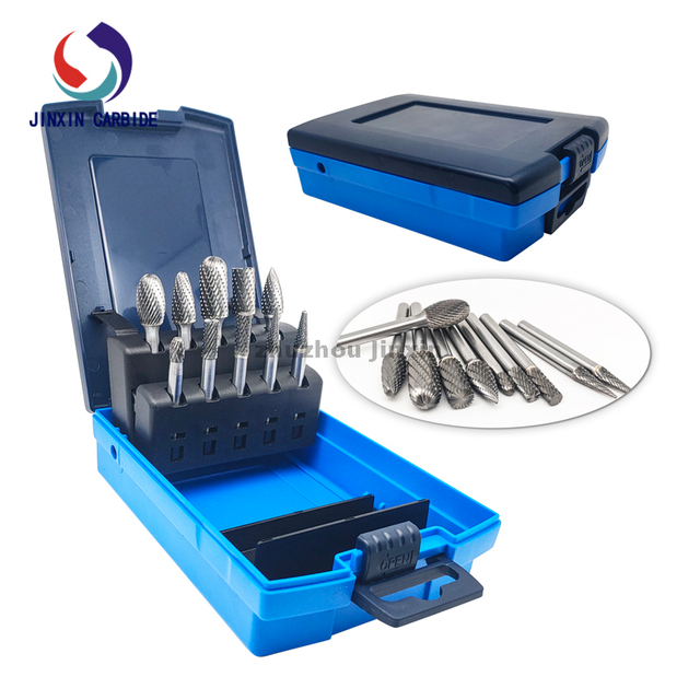 Stinco da 6 mm 10pcs set rotativo in carburo di tungsteno con scatola di rose blu