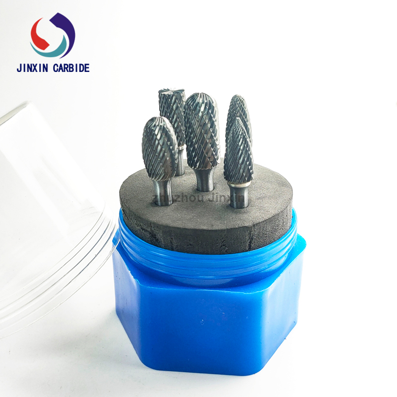 Set di frese rotanti in carburo di tungsteno da 5 pezzi di alta qualità con scatola di plastica circolare